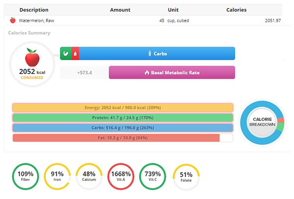 watermelon calories